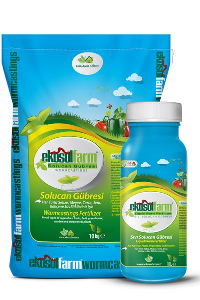 EkosolFarm %100 Solucan Gübresi 10 Kg + Sıvı Solucan Gübresi 1 Litre