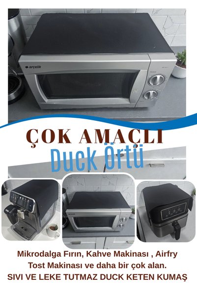 BeybiNest Siyah 2 Li Duck Keten Çok Amaçlı Sıvı ve Leke Tutmaz Mikrodalga Fır...