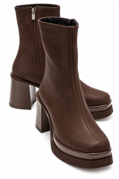 stato VALENA Brown Nubuck Women's Platform Heeled Boots