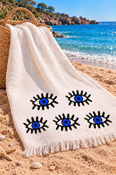 Efesan 100% Cotton Printed Muslin Peştemal (Eye)