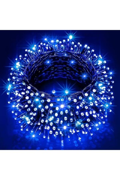SDX Market Instalație liniară de Crăciun, fir negru, 16 m, 200 LED-uri albast...
