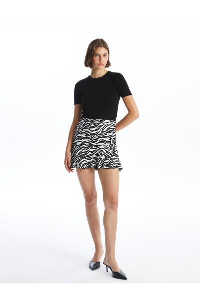 LC Waikiki TWO MT SHOP QUALITY LCW Vision Black Patterned Women's Mini Skirt