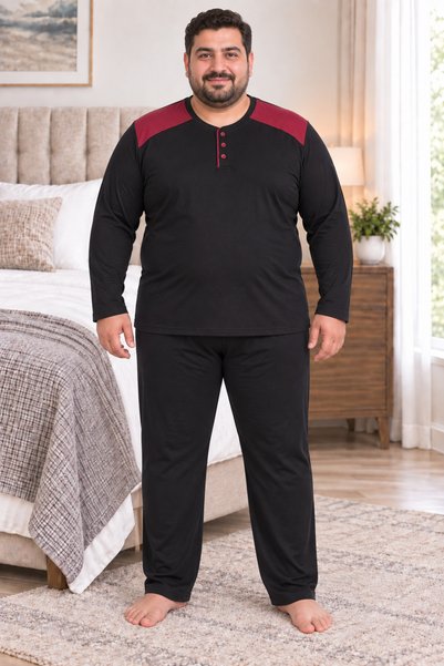 Mutlu City Men's Large Size Combed Cotton Pajama Set 8585