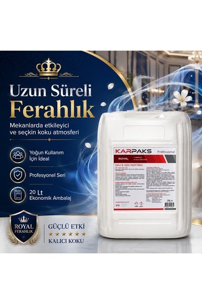 KARPAKS Royal Halı ve Oda Parfümü 20 Lt Profesyonel Büyük Boy Asil ve Ferah Koku