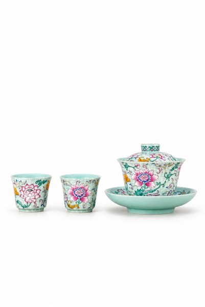 Crafting Locale Lotus İşlemeli Kapaklı Çay Kasesi ve Fincan Mini Set