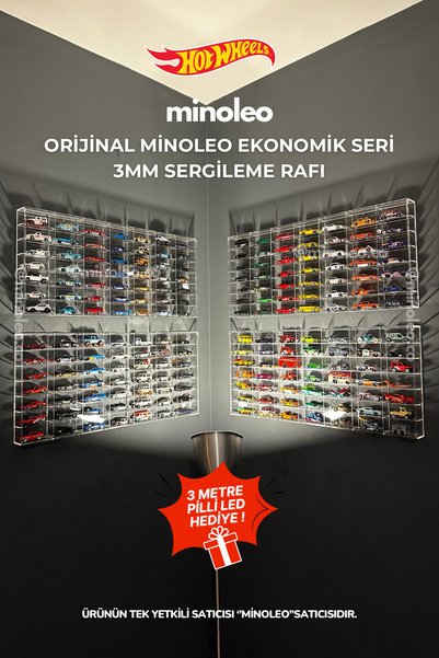 Minoleo Kapaklı Araba Rafı Pleksi 49 Araçlık Model Sergileme 3mm Ekonomik Seri