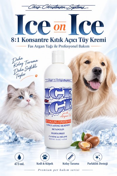 Chris Christensen Ice on Ice 8:1 Konsantre Kıtık Açıcı Kedi Köpek Tüy Kremi K...