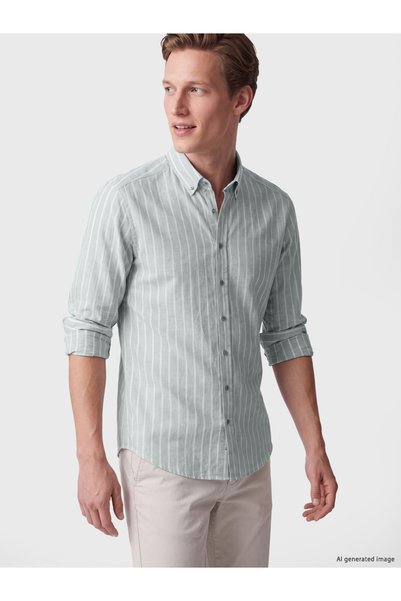 LC Waikiki Southblue Regular Fit Striped Men's Shirt