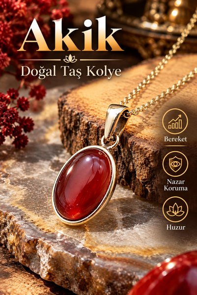 NBS Beautiful Naturel Stones Bakır Akik Taşlı Kolye Trend Saf Bakır ( Kaplama...