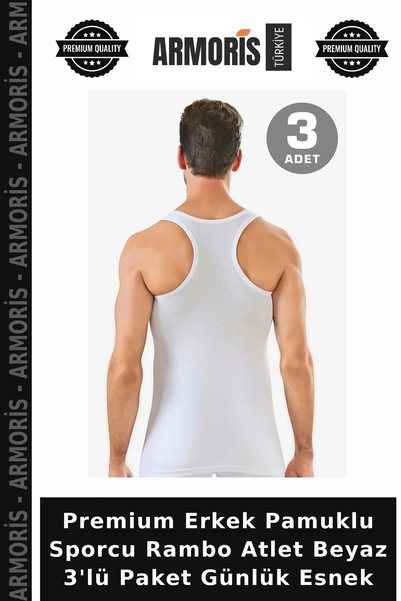 Armoris Premium Men's Cotton Rambo Athletic Tank Top, White, 3-Pack, Casual, ...