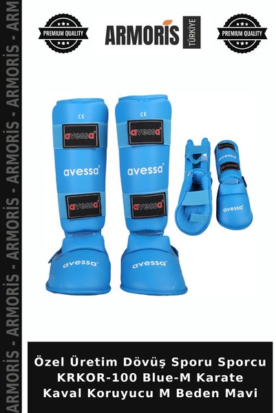 Armoris Custom-Made Martial Arts Athlete KRKOR-100 Blue-M Karate Shin Guard, ...