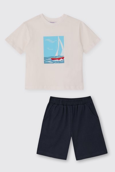 Panço Baby Boy Shorts T-Shirt 2-Piece Navy Blue Top and Bottom Set