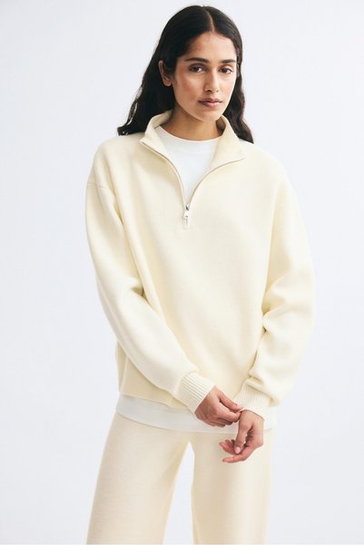 H&M Yarım Fermuarlı Oversize Kazak