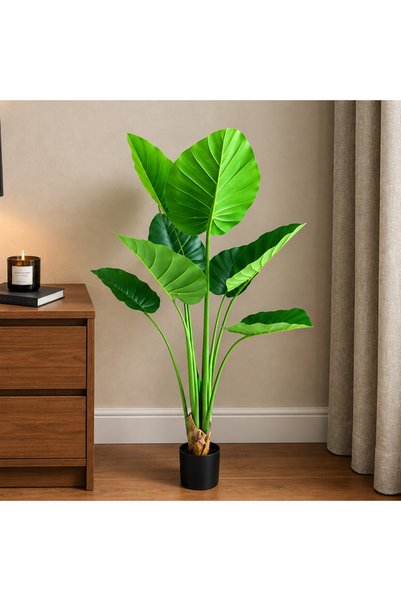 Alista Home Plantă artificială tip Strelitzia, 130 cm, 9 frunze, Verde