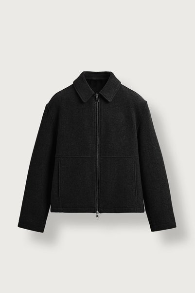 ablukaonline معطف رجالي من نوع Relax Fit Premium Cashmere باللون الأسود