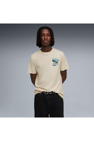 Puma Tricou grafic pentru bărbați, bej, stil casual 69177687