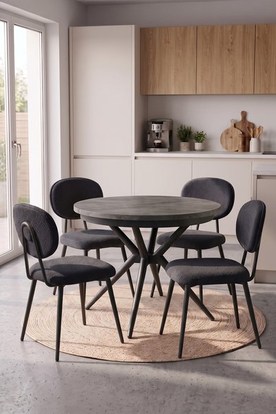 Canisa Novax Serisi MDF 103x103 Antrasit İroni Açılabilir Mutfak Masası Takım...