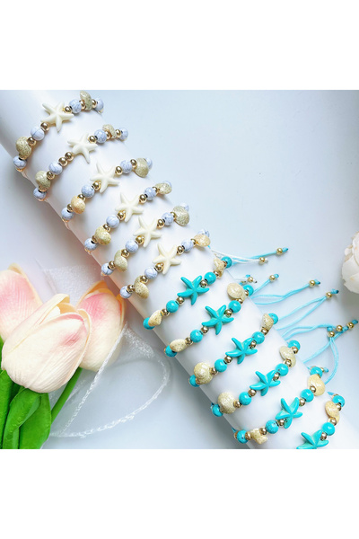 Choice Starfish Turquoise 12 Piece Set Of Two Tone Starfish Turquoise Conch B...