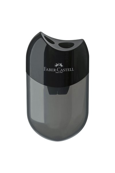 Faber Castell Διπλό πλαστικό ακονιστήρι με μαύρο δοχείο FABER-CASTELL