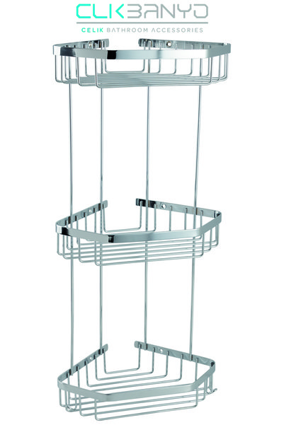 ÇELİK BANYO Selen Triple Shampoo Holder 19X19 cm 304 Stainless