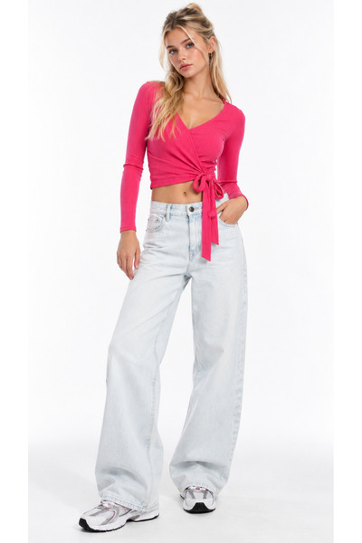 Kallisto Pink Double Breasted Crop Blouse