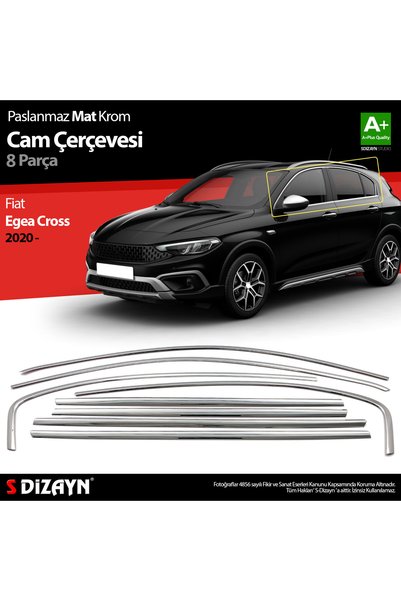 S Dizayn S-Dizayn Fiat Egea Cross ile Uyumlu Krom Cam Çerçevesi 8 Prç. 2020 Ü...