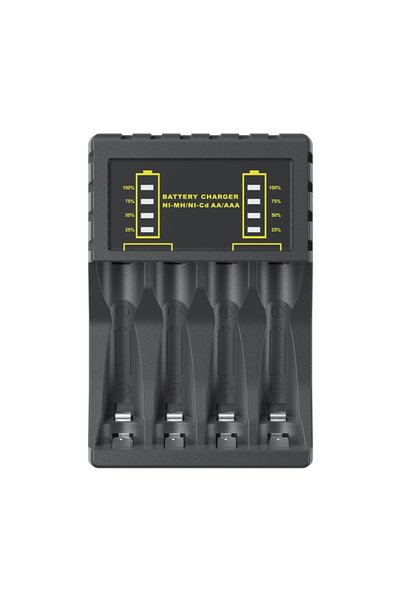 Choice Black Battery Charger 4 Slots Intelligent LED Indicator USB Charger fo...