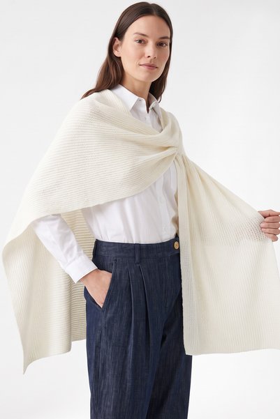 zenne Ζακέτα Poncho με Λεπτομέρεια στο Μπροστινό Μέρος 13187 - ECRU