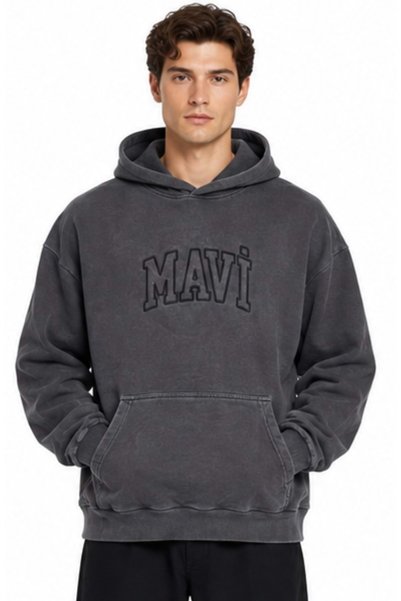 Mavi M0S10648 Logo Detaylı Kapüşonlu Sweatshirt FÜME