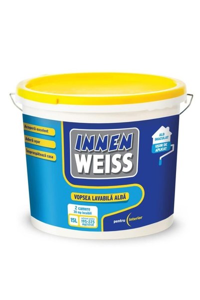 WEISS Vopsea lavabilă pentru interior, 15 L, ALB INTERIOR, Alb / EXT10011