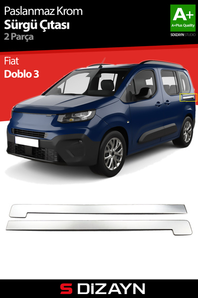 S Dizayn S-Dizayn Fiat Doblo 3 ile Uyumlu Krom Sürgülü Kapı Çıtası 2 Prç 2022...