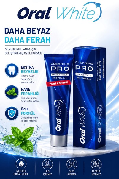 Oral White Cleaning Pro Extra Whiteness Toothpaste 75 ml - New Formula