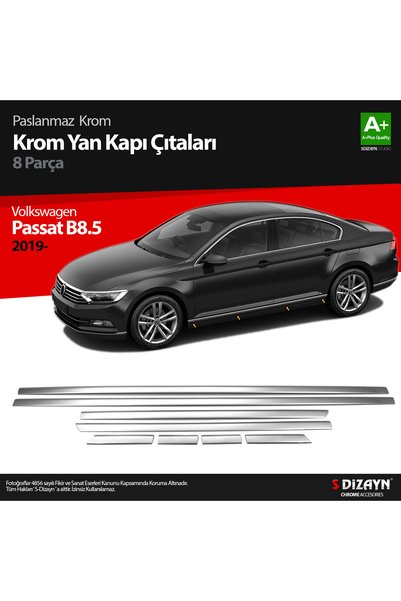 S Dizayn S-Dizayn VW Passat B8.5 ile Uyumlu Krom Yan Kapı Çıtası 8 Parça 2019...