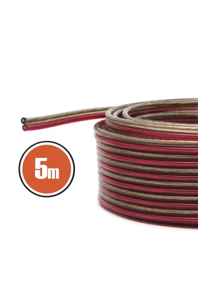 Alista Home Cablu audio OFC 2x1.5mm pentru difuzoare, cablu transparent roșu-...