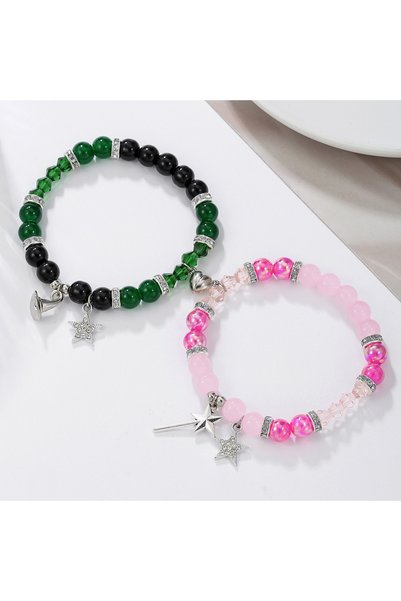 Choice 13999 Elphaba Glinda Friendship Matching Bracelets-Crown Witch Hat Mat...