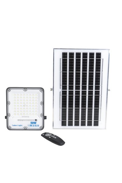Z-Tools Proiector LED cu energie solară, 50W, panou separat, cu telecomandă I...