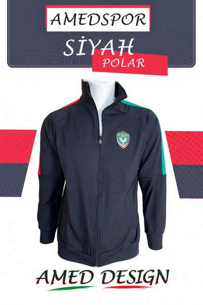 amedline Diyarbakır Amedspor Zippered Fleece Jacket Black Stand Collar Diyarb...