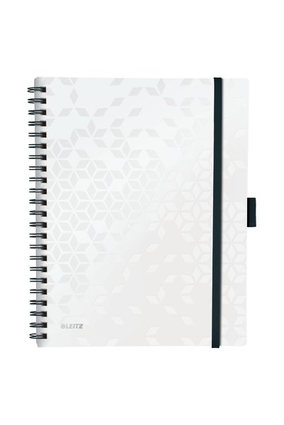 Leitz Caiet spiralat de birou A4 cu copertă albă din PP, cu linii, Be Mobile Wow