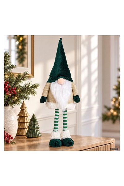 OEM Figurină decorativă Gnome verde cu corp auriu, înălțime 55 cm, pentru dec...