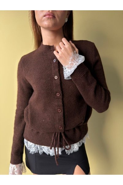 buqre's moda Cardigan pentru femei, cu decolteu rotund la baza gâtului, cordo...
