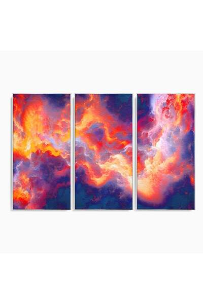 Luxcanva Set 3 Tablouri Canvas Colorate 180x120 cm (3 x 60x120) cu Ramă Argin...