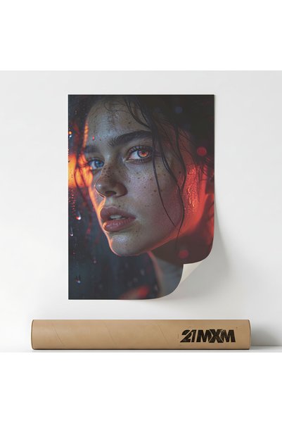 21mxm Poster Decorativ Tematică Portrait & Cinematic Beauty - 'Red Light Gaze...