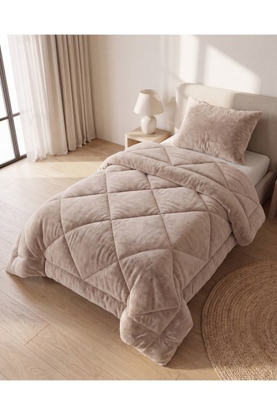 Lunavella Home لحاف فاخر لشخص واحد من ويلسوفت، لون بيج.