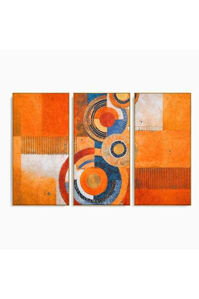 Luxcanva Set 3 Tablouri Canvas Geometrie Circulara 150x100 cm (3 x 50x100) cu...