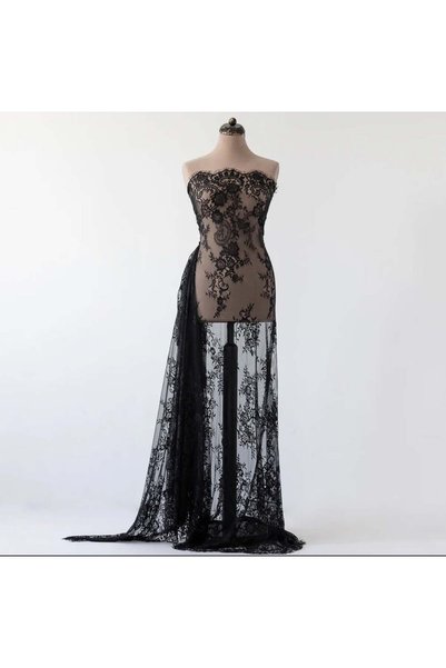 NO BRAND Cupon Dantelă Chantilly Premium - Negru