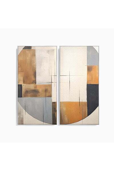 Luxcanva Set 2 Tablouri Canvas Linii Abstracte Negre 120x120 cm (2 x 60x120) ...