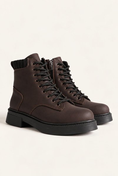 TRENDELLA Women's Dark Brown Winter Boots with Thick Soles, Tr01Mk05B.