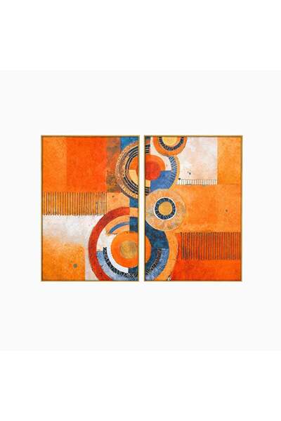 Luxcanva Set 2 Tablouri Canvas Geometrie Circulara 160x120 cm (2 x 80x120) cu...