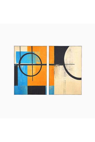 Luxcanva Set 2 Tablouri Canvas Abstractie Geometrica Moderna 80x60 cm (2 x 40...