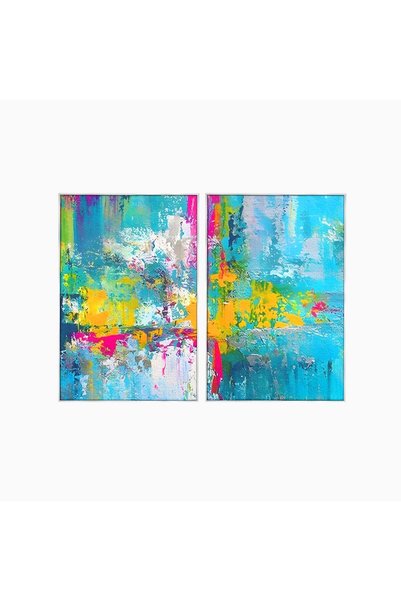 Luxcanva Set 2 Tablouri Canvas Modern Abstract 160x120 cm (2 x 80x120) cu Ram...